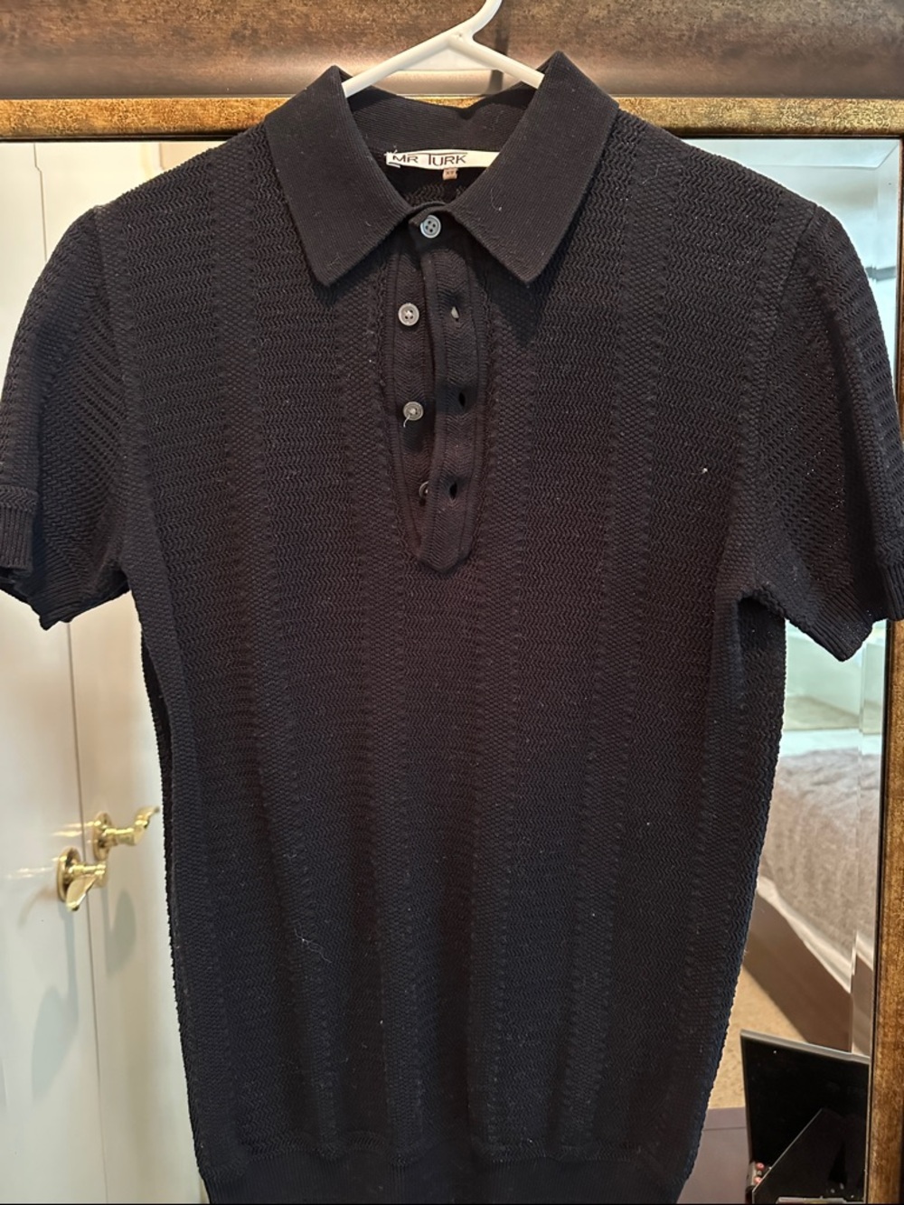Black Knit Polo by Kirk Tork - Classic Textured Short-Sleeve
